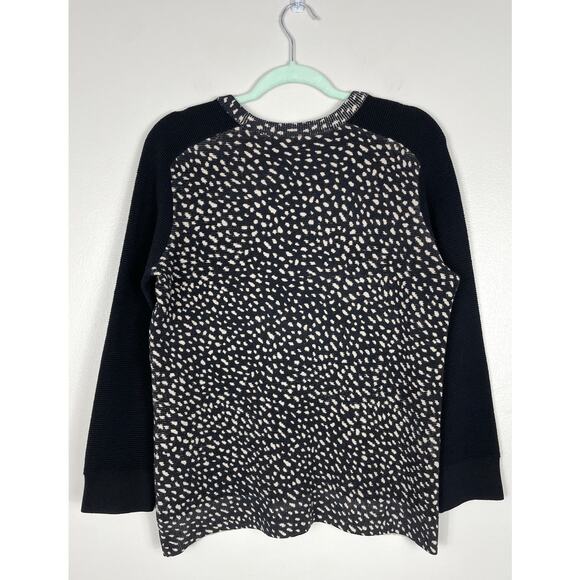 Tory Burch Shia Sweater Black Dotted Pony Print Large Merino Wool Classic Chic - Picture 9 of 12